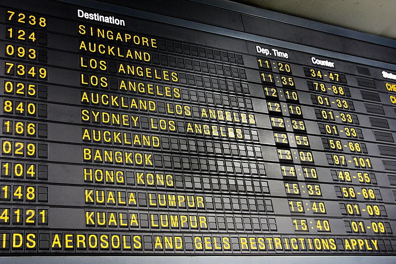 Airport departure board