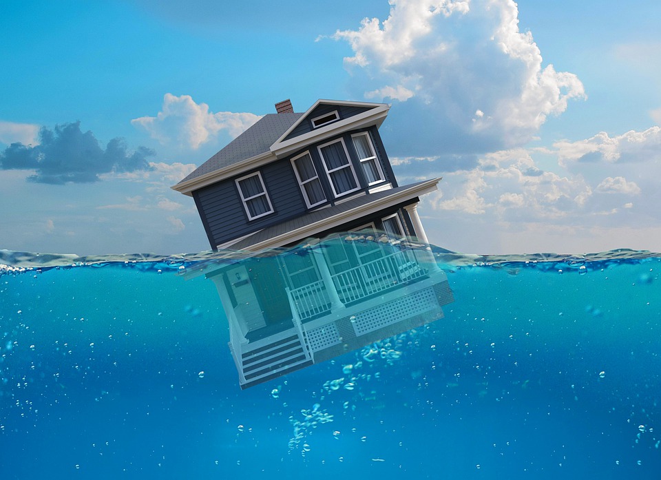 House floating away