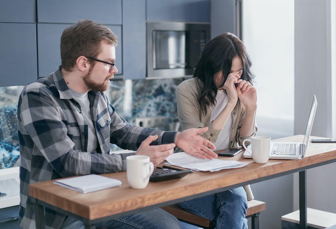 Couple struggling with bills