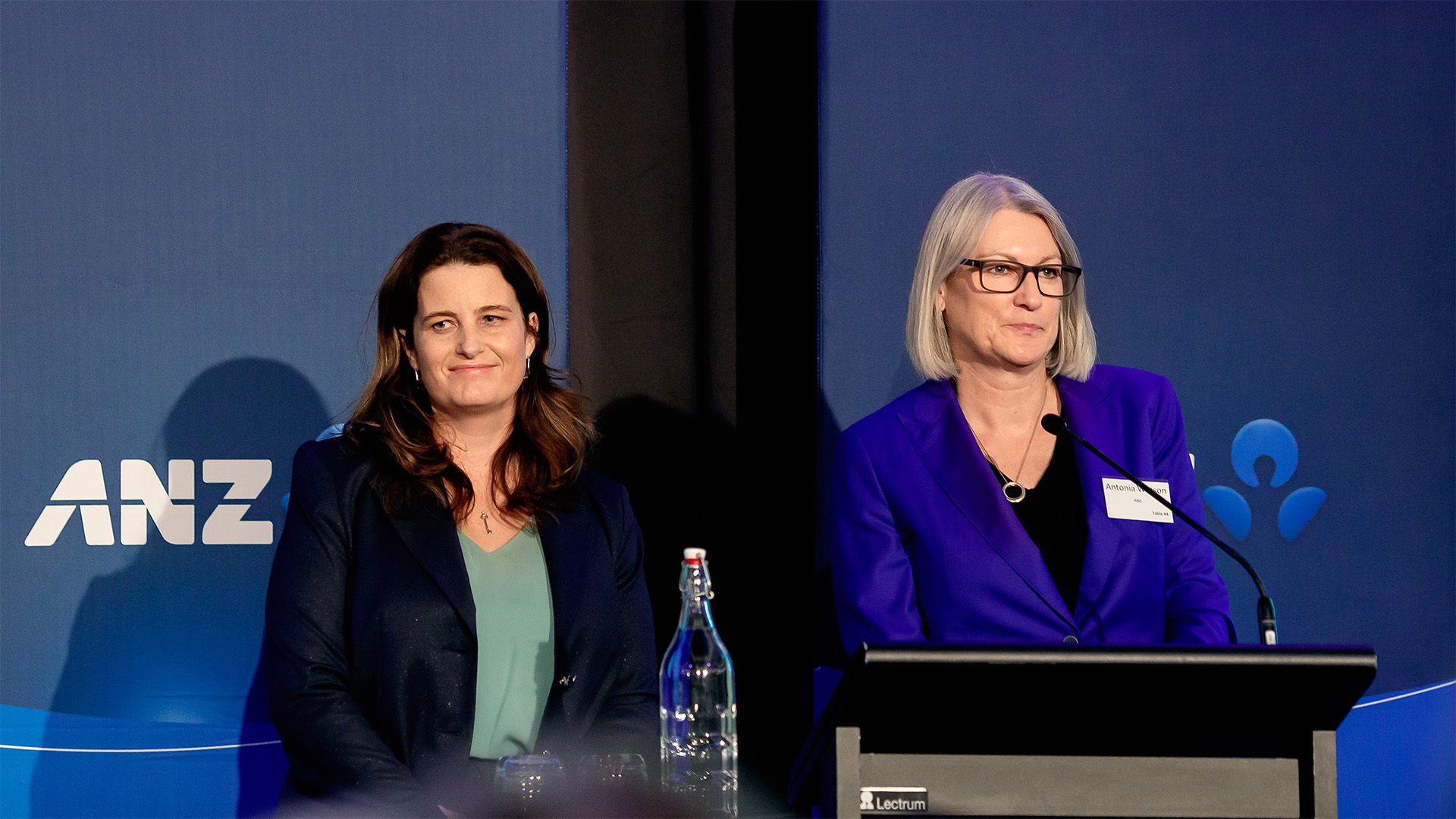 Nicola Willis and Antonia Watson appear together at a post-budget breakfast event