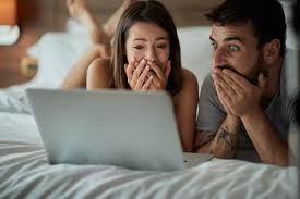 Couple looking at computer screen