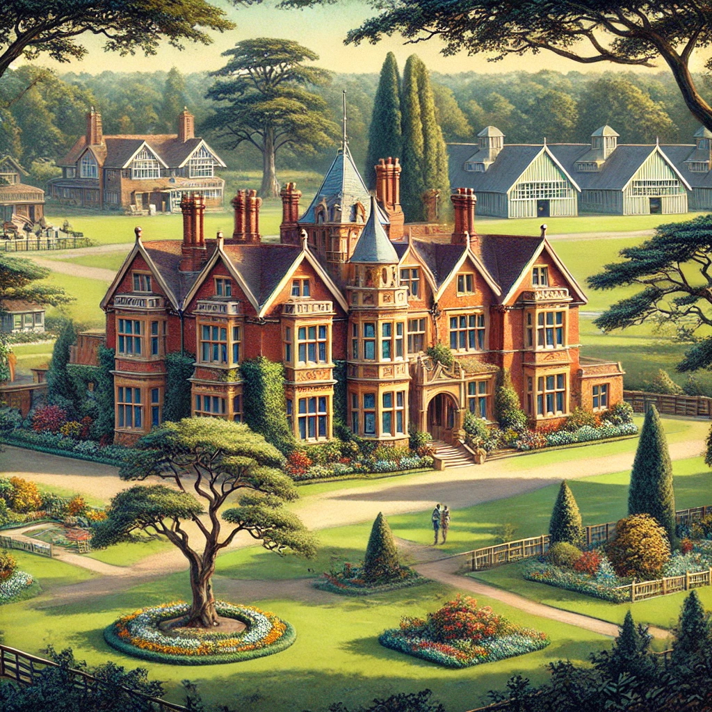 Bletchley Park, as rendered by DALL-E 3 AI.