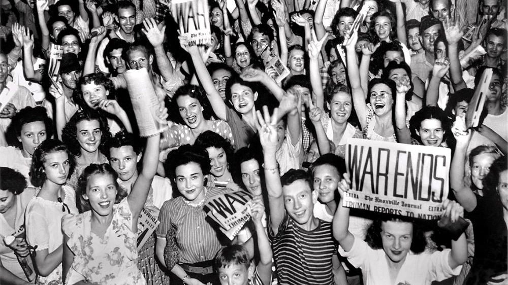 people celebrate end of world war ii