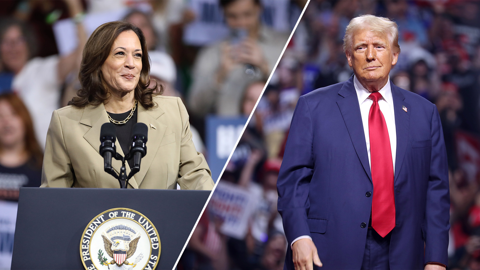 Kamala Harris and Donald Trump on the campaign trail