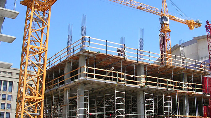 Building site with tower cranes