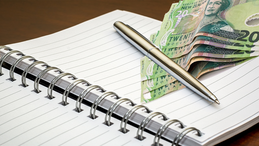 Notebook and money