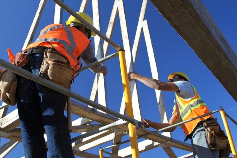 Builders framing roof trusses