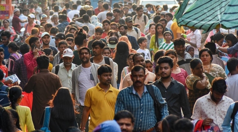 Crowded Indian street scene