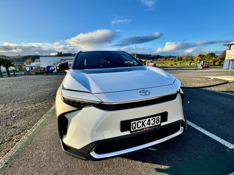 A full frontal view of the Toyota bZ4X. Photo: Juha Saarinen