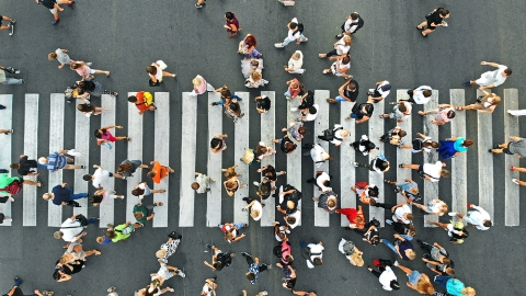 Pedestrians on crossing