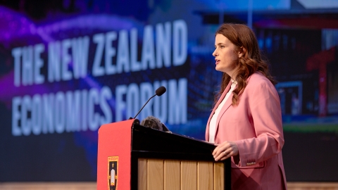 Nicola Willis speaks at the 2025 New Zealand Economics Forum