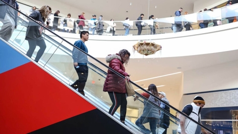 Chinese shoppers at mall